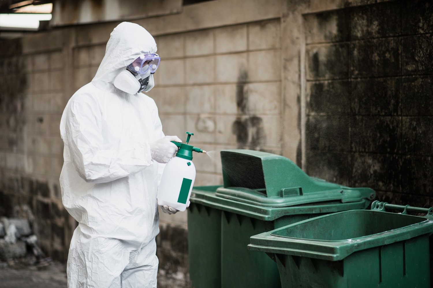 Certified biohazard cleanup technician in protective gear — Prestige Restoration biohazard cleanup services in Houston TX