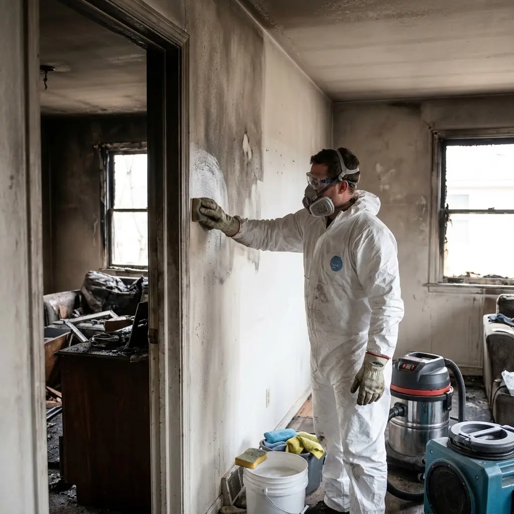 Smoke and soot removal during Fire Damage restoration in Atascocita